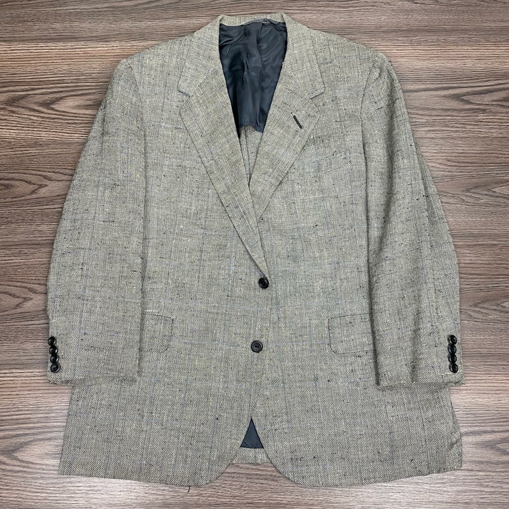 Oxxford Clothes Grey w/ Blue Windowpane Blazer 44S